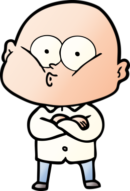 Bir insan tarafından çizilmiş kel bir adam.