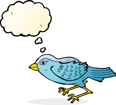 Bir insan tarafından çizilmiş düşünce baloncuklu bahçe kuşu.