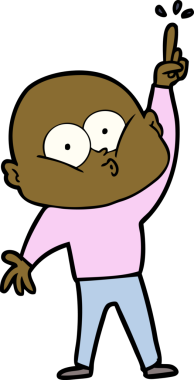 Bir insan tarafından çizilmiş kel bir adam.