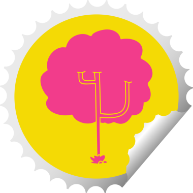 Bir insan tarafından çizilmiş dairesel soyulmuş tuhaf çizgi film ağacı.