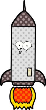 bir insan tarafından çizilmiş çizgi film roketi