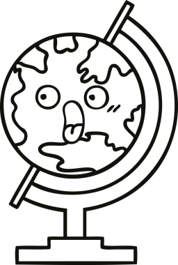 Bir insan tarafından çizilmiş dünyanın karikatürü.