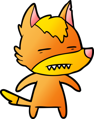 Bir insan tarafından çizilmiş tilki çizgi film karakteri