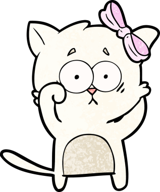 Bir insan tarafından çizilmiş çizgi film kedisi.