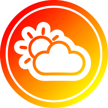 Güneş ve bulut dairesel simgesi bir insan tarafından çizilmiş.