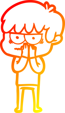 Bir insan tarafından çizilmiş kızgın çizgi film çocuğunun sıcak çizgi çizimi.