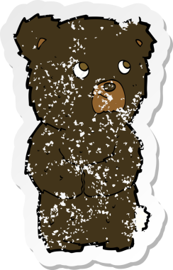 Bir insan tarafından çizilmiş siyah ayı yavrusunun gerilemiş çıkartması.