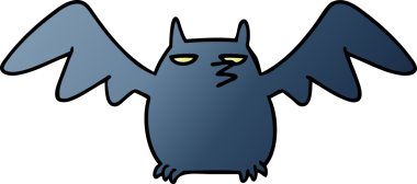 Bir insan tarafından çizilmiş bir gece yarasasının el çizimi karikatürü.