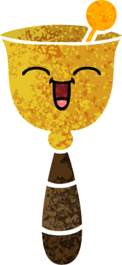 Bir insan tarafından çizilmiş okul çanının retro çizim stili karikatürü