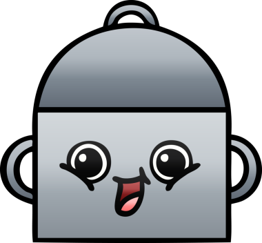 Bir insan tarafından çizilmiş tencerenin gölgeli karikatürü.