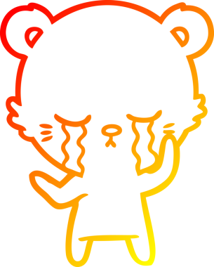 Bir insan tarafından çizilen ağlayan çizgi film ayısının sıcak çizgi çizgisi.