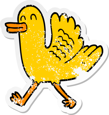 Bir insan tarafından çizilmiş bir ördeğin sıkıntılı çıkartması.