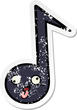 Bir insan tarafından çizilmiş şirin bir karikatür müzik notasının sıkıntılı çıkartması.