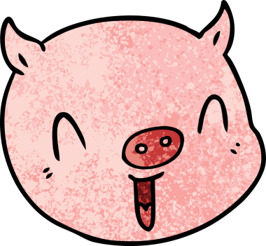 Bir insan tarafından çizilmiş domuz suratlı çizgi film.