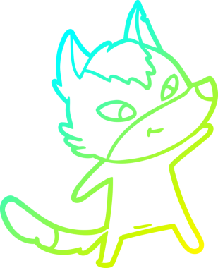 Bir insan tarafından çizilmiş dost canlısı bir kurt çizgi çizimi.