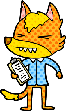 Ofis çalışanı Fox çizgi film karakteri bir insan tarafından çizilmiş.