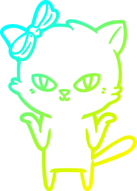 Bir insan tarafından çizilmiş bir çizgi film kedisinin soğuk gradyan çizgisi.