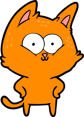 Bir insan tarafından çizilmiş çizgi film kedisi.