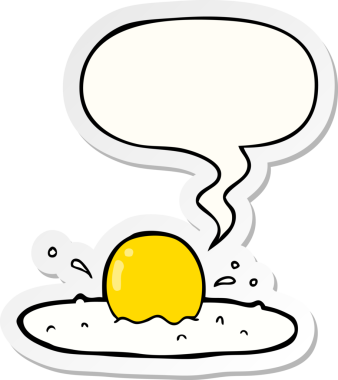 Bir insan tarafından çizilmiş konuşma kabarcığı etiketli kızarmış yumurta.