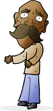 Bir insan tarafından çizilmiş yalnız yaşlı adam çizgi filmi.