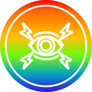 Gökkuşağı gradyan bir insan tarafından çizilmiş mistik göz dairesel simgesi