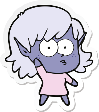 Bir insan tarafından çizilmiş bir elf kızının çıkartması.