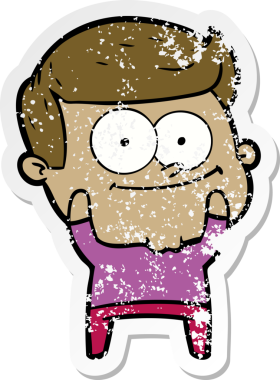 Bir insan tarafından çizilmiş mutlu bir adamın sıkıntılı çıkartması.