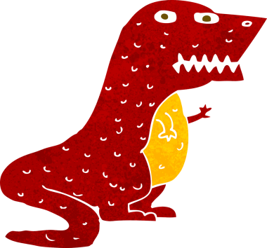 Bir insan tarafından çizilmiş karikatür dinozor.