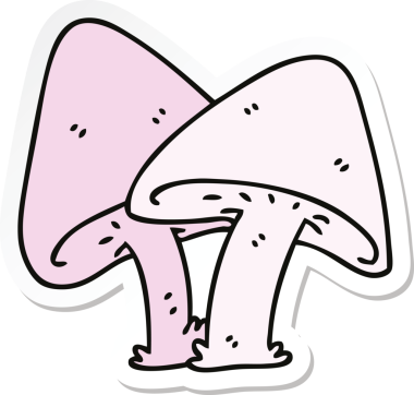 Bir insan tarafından çizilmiş tuhaf bir el mantarı çıkartması.