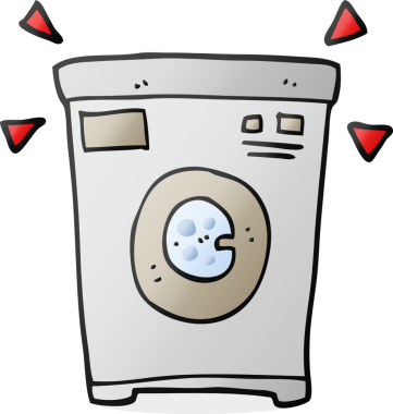 Bir insan tarafından çizilmiş karikatür çamaşır makinesi.