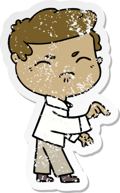 Sinirli bir çizgi film çıkartması. Sinirli bir adam, bir insan tarafından çizilmiş.