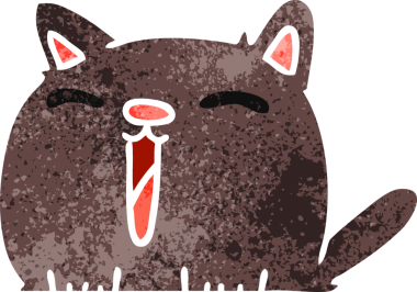 Bir insan tarafından çizilmiş sevimli kawaii kedisinin serbest çizimi.