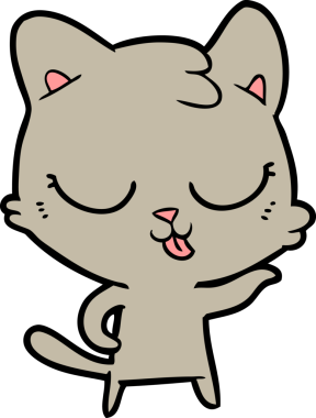 Bir insan tarafından çizilmiş mutlu çizgi film kedisi.