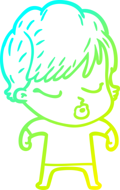 Bir insan tarafından çizilmiş gözleri olan bir karikatür kadın çizimi