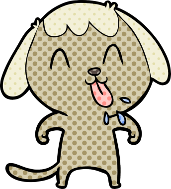 Bir insan tarafından çizilmiş şirin bir çizgi film köpeği.