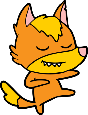 Bir insan tarafından çizilmiş tilki çizgi film karakteri