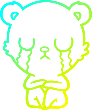 Bir insan tarafından çizilmiş ağlayan çizgi film ayısının soğuk gradyan çizgisi.