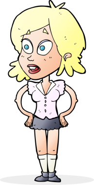 Bir insan tarafından çizilmiş kalçaları olan çizgi film kadını.