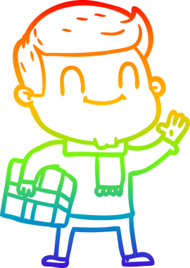 Gökkuşağı gradyan çizimi. Bir insan tarafından çizilmiş, kostüm dostu bir adamın çizimi.