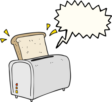 Bir insan tarafından çizilmiş serbest konuşma balonu çizgi film tost makinesi.