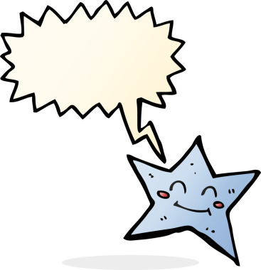 Bir insan tarafından çizilmiş konuşma balonu olan çizgi film yıldızı karakteri.