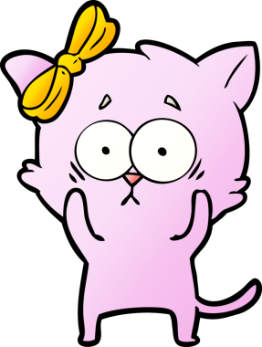 Bir insan tarafından çizilmiş çizgi film kedisi.