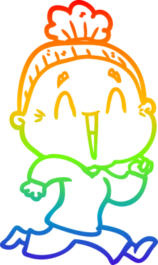 Gökkuşağı gradyan çizgi çizimi Bir insan tarafından çizilmiş mutlu yaşlı kadın