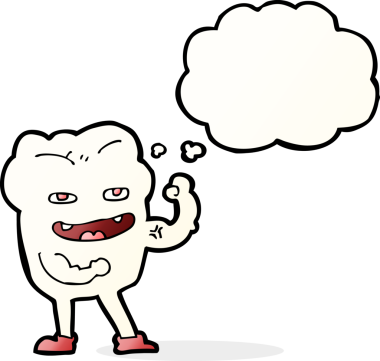 Bir insan tarafından çizilmiş güçlü sağlıklı dişli bir çizgi film.