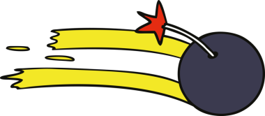 Bir insan tarafından çizilmiş bir bombanın el çizimi karikatürü