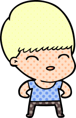 Bir insan tarafından çizilmiş mutlu çizgi film çocuğu.