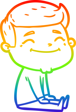 gökkuşağı gradyanı çizimi bir insan tarafından çizilmiş mutlu bir çizgi film adamı