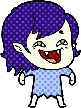 Bir insan tarafından çizilmiş gülen vampir kız çizgi filmi.