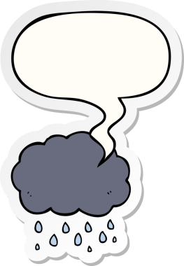 Bir insan tarafından çizilmiş balon etiketli karikatür bulutu yağıyor.