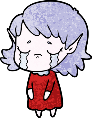 Bir insan tarafından çizilmiş ağlayan elf kızı.